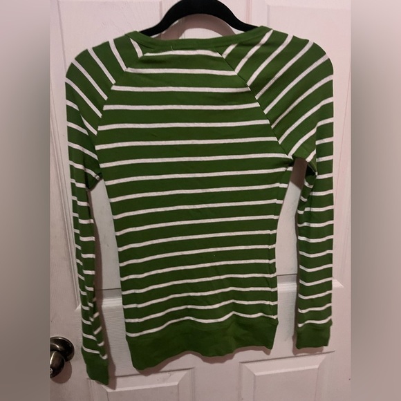 Old navy Green and White Striped Cardigan Twilight core Bella Swan Cardigan y2k - Picture 3 of 3
